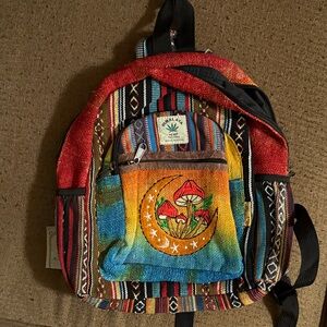 Colorful Backpack with Mushroom Design